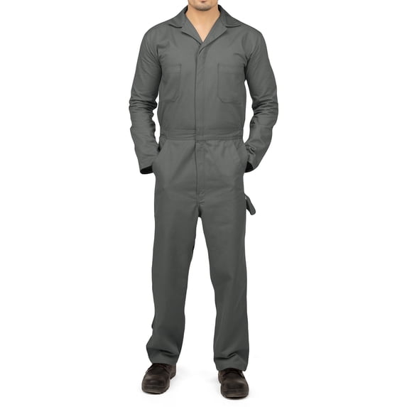 Durable Cotton Blend Coveralls for Men Relaxed Fit Work Mechanic Jumpsuit, X-Large Tall, Grey