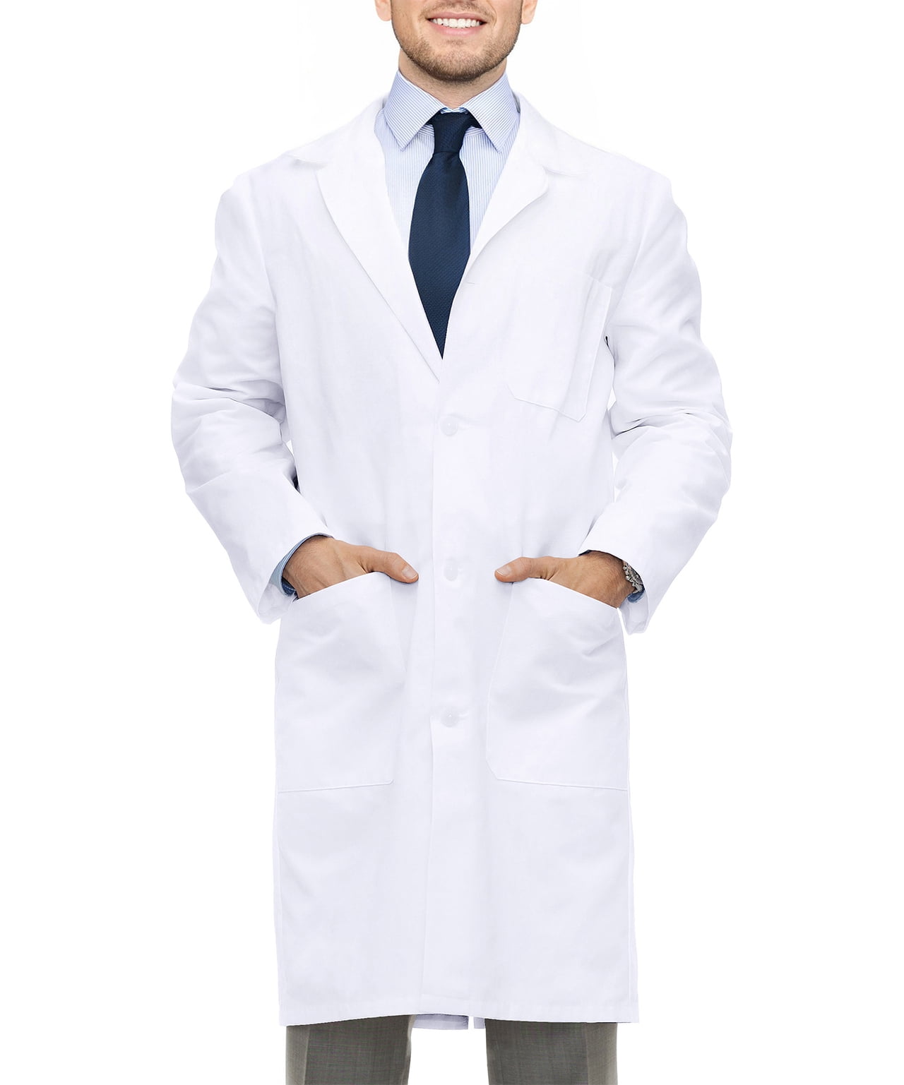 NY Threads Professional White Lab Coat for Men, Long Sleeve Medical Coat 1 Pack, Medium, White