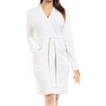 thumbnail image 1 of NY Threads Womens Robe Soft Knit Waffle Bathrobe Lightweight Knee-Length Loungewear, Medium, White, 1 of 7