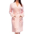 thumbnail image 1 of NY Threads Womens Robe Soft Knit Waffle Bathrobe Lightweight Knee-Length Loungewear, Large, Light Pink, 1 of 7