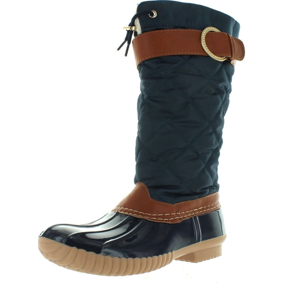 NY VIP Women's B7777 Tall Duck Boot Rain & Snow Boot with Sherpa Lining and Quilted Canvas Upper