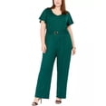 thumbnail image 1 of NY Women's Collection Plus Size Ribbed Belted Jumpsuit Dark Green Size 3X, 1 of 3