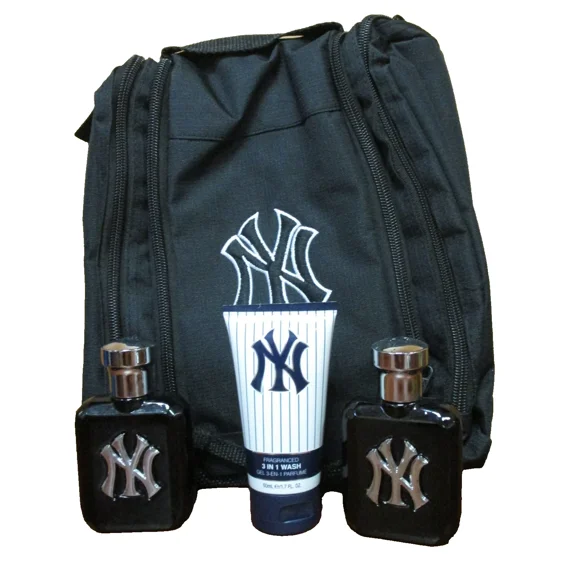 NY Yankees Mens Toiletry Dopp Bag Fragrance Gift Set 4 Piece