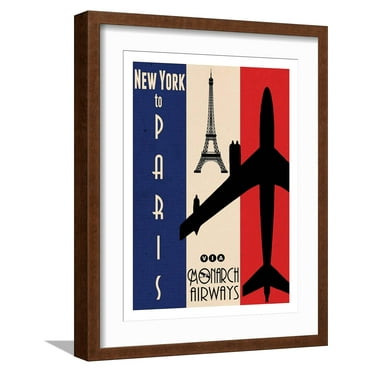 Art.com NY to Paris Art Print by Jason Giacopelli, Brown Frame Wall Art, 17" x 21"