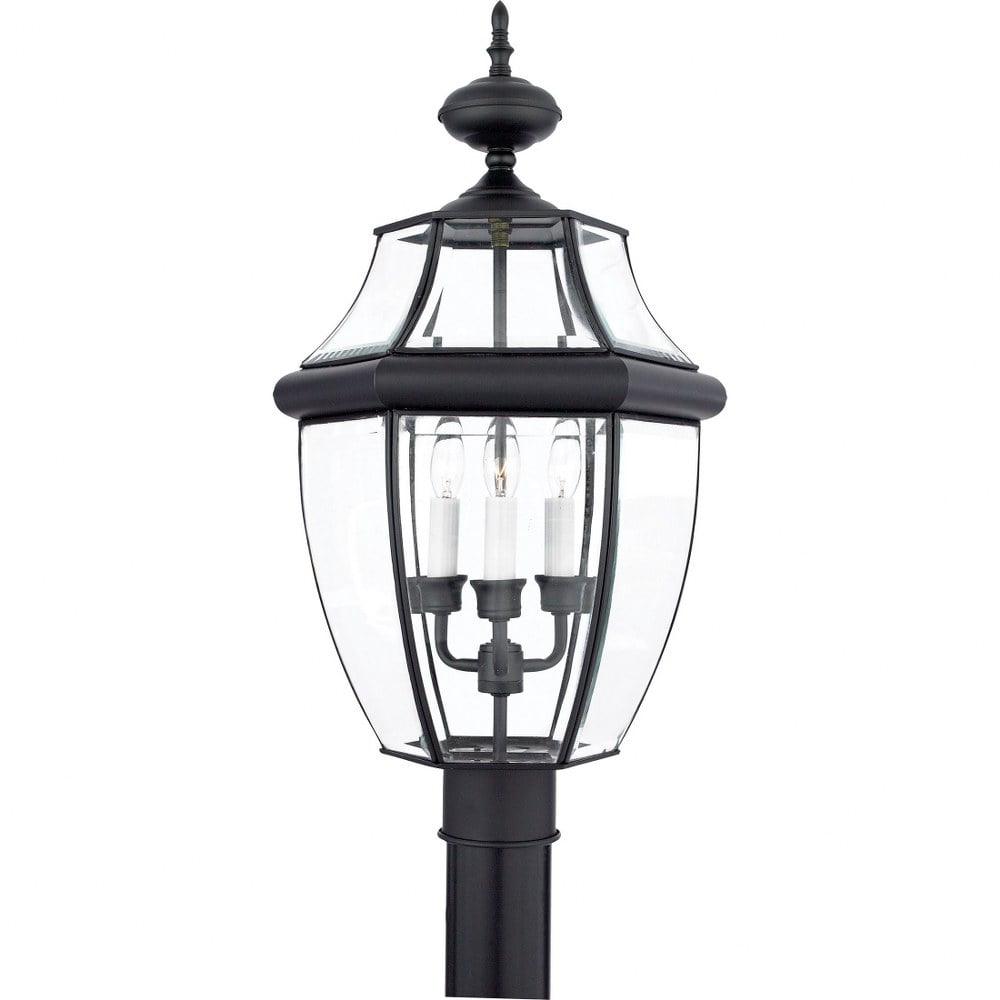 Mystic Black 23" Outdoor Post Lantern with Clear Beveled Glass