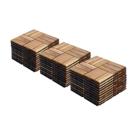 NYBOPAVIS Acacia Wood Patio Deck Tile, 30 Pcs Interlocking Deck Tiles, 12" x 12" Square Waterproof Outdoor Flooring for Patio, Bancony, Pool Side