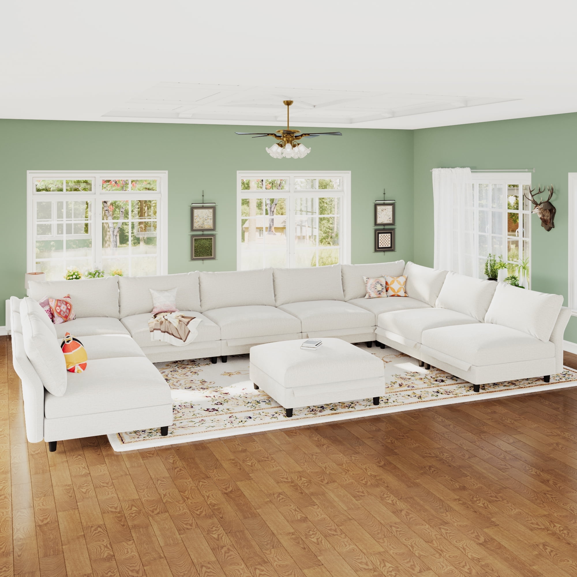 NYBOPAVIS Modular Sectional Sofa, 9 Seat Modular Sectional Couch with Storage, Oversized Deep Seat Chenille Sofa for Living Room main image 0