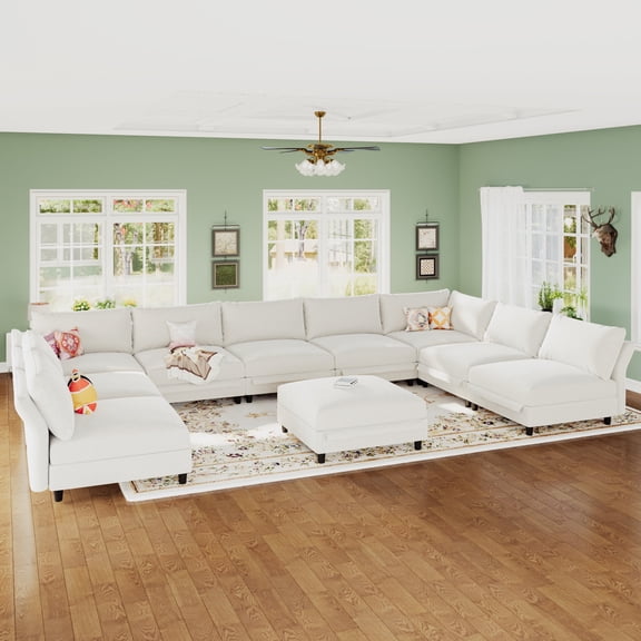 NYBOPAVIS Modular Sectional Sofa, 10 Seat Modular Sectional Couch with Storage, Oversized Deep Seat Chenille Sofa for Living Room