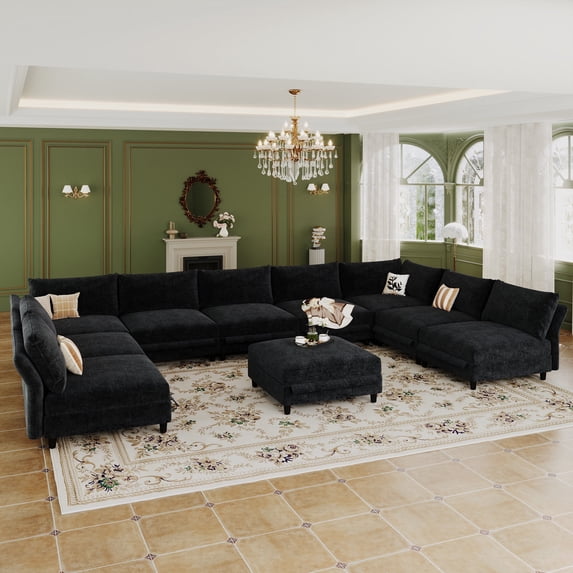 NYBOPAVIS Modular Sectional Sofa, 10 Seat Modular Sectional Couch with Storage, Oversized Deep Seat Chenille Sofa for Living Room