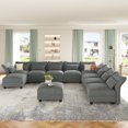 thumbnail image 1 of NYBOPAVIS Modular Sectional Sofa, 10 Seat Modular Sectional Sofa with Storage, 25.6" Deep Seat Velvet Sofa Couch for Living Room Gray, 1 of 9