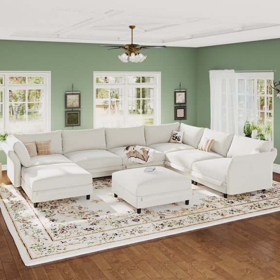 NYBOPAVIS Modular Sectional Sofa, 8 Seat Modular Sectional Couch with Storage, Oversized Deep Seat Chenille Sofa for Living Room