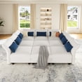 thumbnail image 1 of NYBOPAVIS Modular Sectional Sofa, 9 Seat Modular Sectional Sofa Convertible Sleeper Sofa Bed, 25.6" Deep Seat Velvet Sofa for Living Room White, 1 of 9