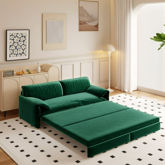 NYBOPAVIS Queen Size Pull Out Sofa Bed, Oversized Loveseat Sofa Convertible Sleeper Sofa Bed, Velvet Sofa Couch for Living Room Apartment
