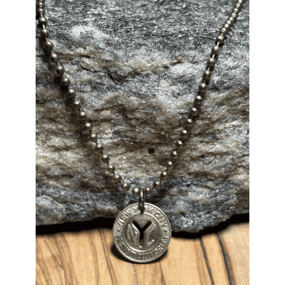Vintage Circulated NYC New York City 1953 Subway Token Unisex Pendant Necklace. Real 1950s Subway Token!  Wear History! By HistoryWea