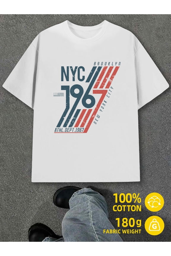 NYC 1967 T-Shirt men white 180G 100% Cotton Hip-hop street style Trendy Unisex Shirt Graphic Tee tshirts Funny Unisex Shirt Cotton tshirts Vintage Unisex Shirt Graphic Tee tshirts