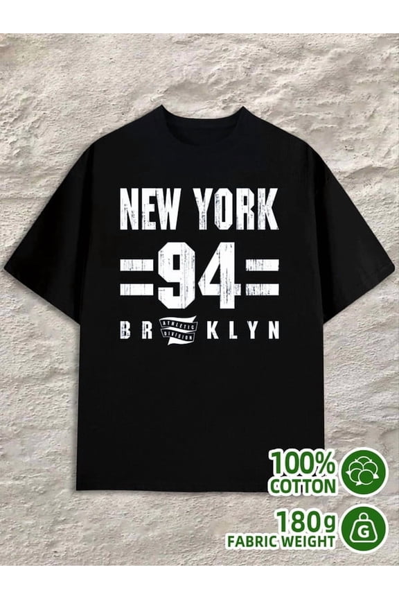 NYC 94 Brooklyn men's 180G 100% Cotton black Fashion Unisex Shirt Graphic Tee tshirts Classic Unisex Shirt Cotton tshirts Vintage Unisex Shirt Cotton tshirts