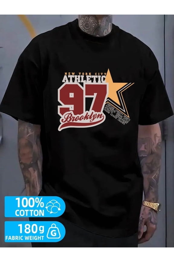 NYC 97 Brooklyn Tee mens black 180G 100% Cotton Cool shirts,Funny shirts,t shirt Unique Design Unisex Shirt Crewneck tshirts Classic Unisex Shirt Short Sleeve tshirts