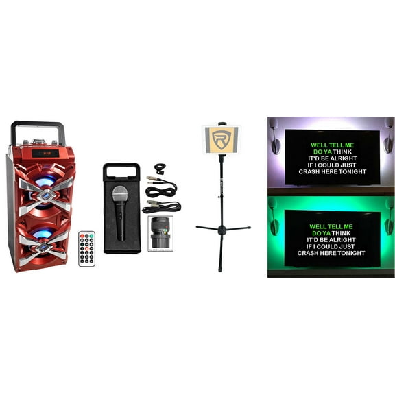 NYC Acoustics Bluetooth Karaoke Machine System wActive+TV LED's+Mic+Remote+Stand