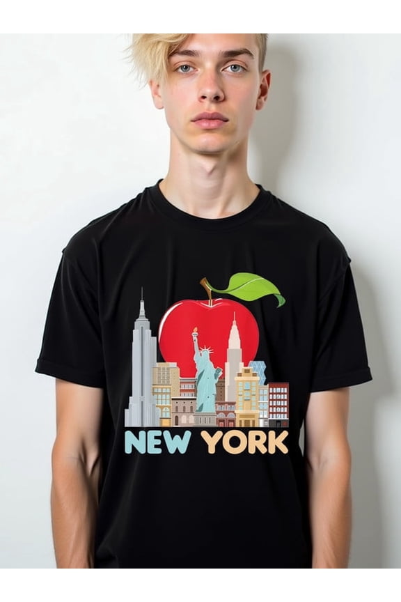 NYC Apple Cityscape Tee mens t-shirts black graphic top summer and spring season Everyday and weekend wear Fashion Unisex Shirt Graphic tshirts