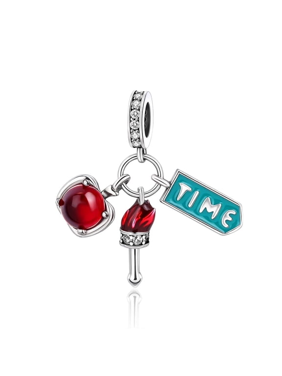 NYC Apple, Torch and Street Sign Triple S925 Dangle Charm for Women Bracelet Necklace Pendant