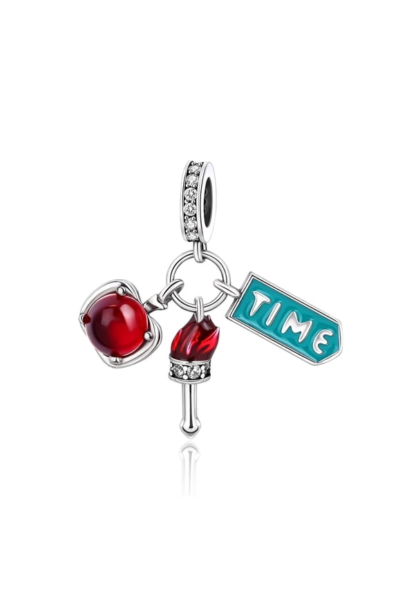 NYC Apple, Torch and Street Sign Triple S925 Dangle Charm for Women Bracelet Necklace Pendant