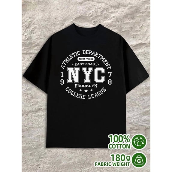 Greenink NYC Athletic Tee mens 180G Cotton black Classic Unisex Shirt Short Sleeve tshirts Vintage Unisex Shirt Crewneck tshirts Basic Unisex Shirt Graphic tshirts