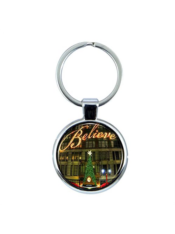 NYC Believe Harold Square Keychain with Epoxy Dome and Metal Keyring