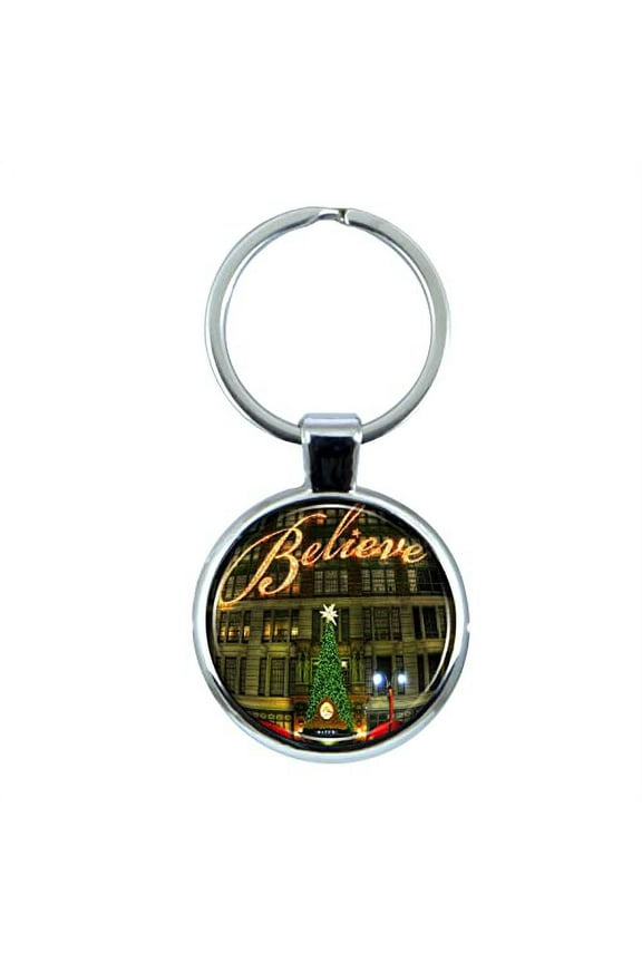 NYC Believe Harold Square Keychain with Epoxy Dome and Metal Keyring
