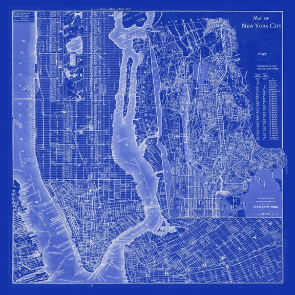 Art.com NYC Blueprint Art Print by Adam Shaw, 16" x 16"