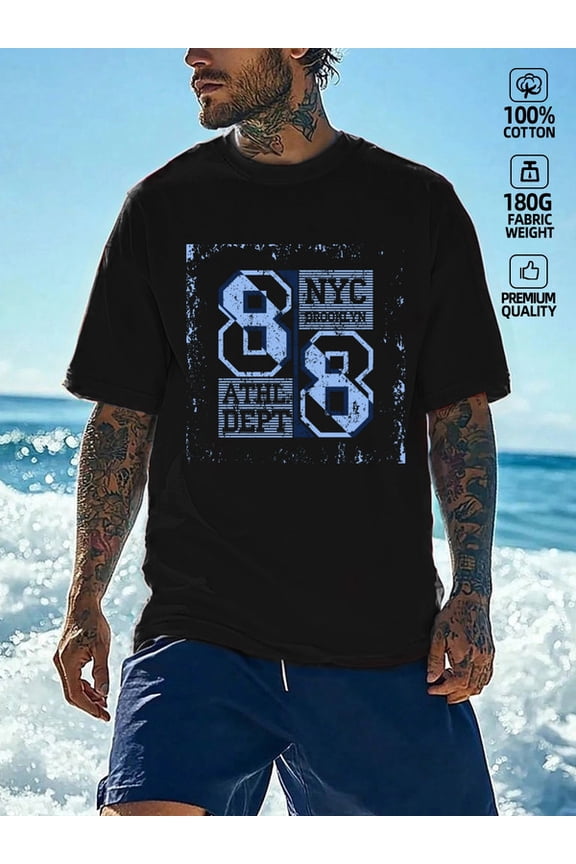 NYC Brooklyn 88 men's Exercise 180G 100% Cotton black basketball Running Trendy Unisex Shirt Printed tshirts Funny Unisex Shirt Crewneck tshirts Funny Unisex Shirt Cotton tshirts