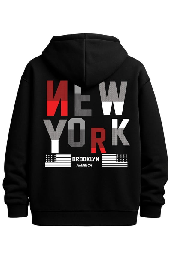 NYC Brooklyn Hoodie funny hoodies new year for men sweater hoodie black Comfy Loose Drawstring Trendy Hooded Pullover, Mens Clothing For Autumn Winter comfortable funny cats
