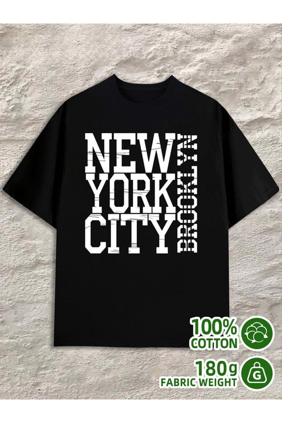 NYC Brooklyn Tee men black 180G 100% Cotton Perfect for exercise Basic Unisex Shirt Crewneck tshirts Retro Unisex Shirt Cotton tshirts Fashion Unisex Shirt Short Sleeve tshirts