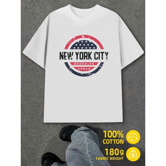 NYC Brooklyn Tee men white 180G 100% Cotton Weekend casual wear Trendy Unisex Shirt Short Sleeve tshirts Retro Unisex Shirt Cotton tshirts Casual Unisex Shirt Graphic tshirts