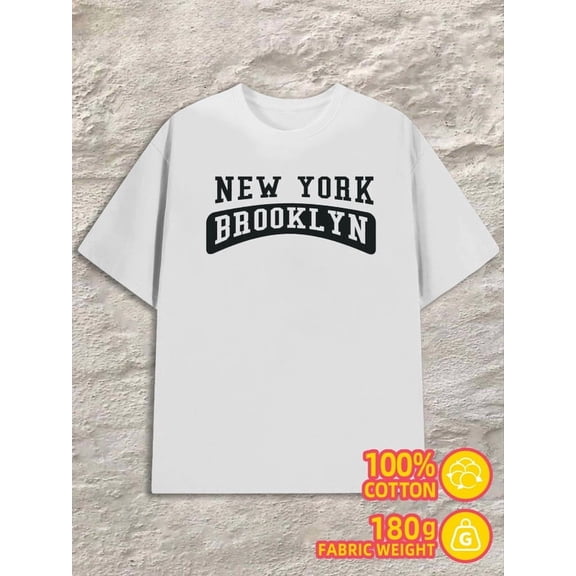 NYC Brooklyn Tee mens 180G 100% Cotton white Retro Unisex Shirt Printed tshirts Basic Unisex Shirt Graphic tshirts Vintage Unisex Shirt Graphic tshirts