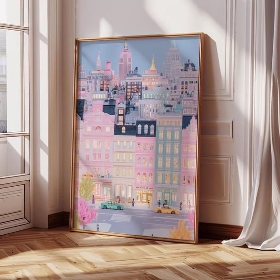 NYC Cityscape Print Poster New York City Skyline Wall Art, Size 8x12 UNFFRAMED F03.1.8l681