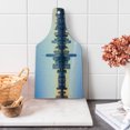 thumbnail image 1 of NYC Cutting Board, Manhattan Skyline with Freedom Tower Reflection on Water Shore Urban Scenery Photo, Decorative Tempered Glass Cutting and Serving Board, in 3 Sizes, by Ambesonne, 1 of 2