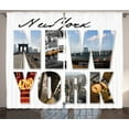 thumbnail image 1 of Ambesonne United States Curtains 2 Panel Set, New York Collage, 108" x 84", Multicolor, 1 of 3