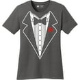thumbnail image 1 of NYC FACTORY Ladies Tuxedo Tee Charcoal, Rose Design, S, 1 of 2