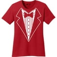thumbnail image 1 of NYC FACTORY Ladies Tuxedo Tee Red, Button Design, S, 1 of 2