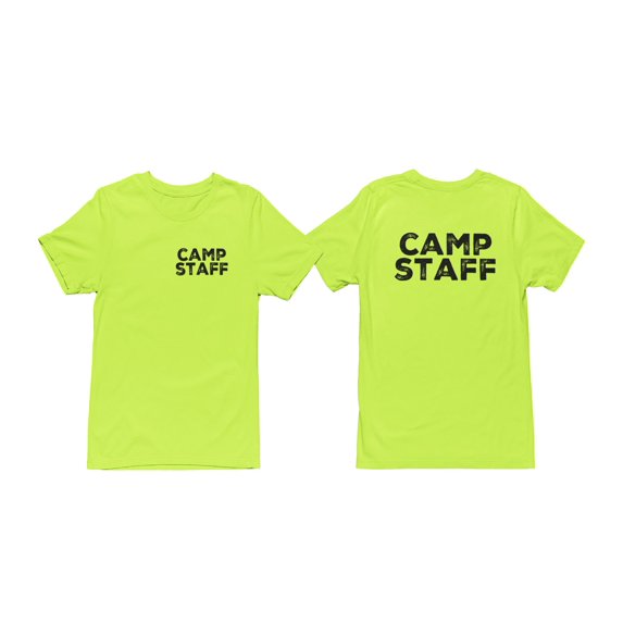 NYC FACTORY Men's Camp Staff Tee NR, Chest & Back, Neon Safety Green, 6XL