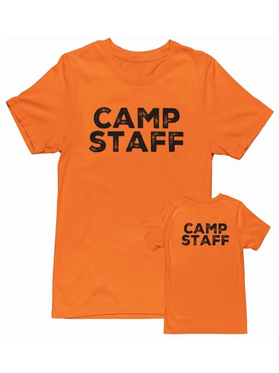 Men's Camp Staff Tee NR, Front & Back, Safety Orange, M