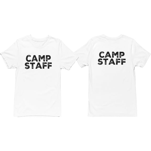 NYC FACTORY Men's Camp Staff Tee NR, Front & Back, White, M