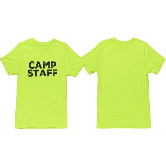 NYC FACTORY Men's Camp Staff Tee NR, Front Only, Neon Safety Green, XS