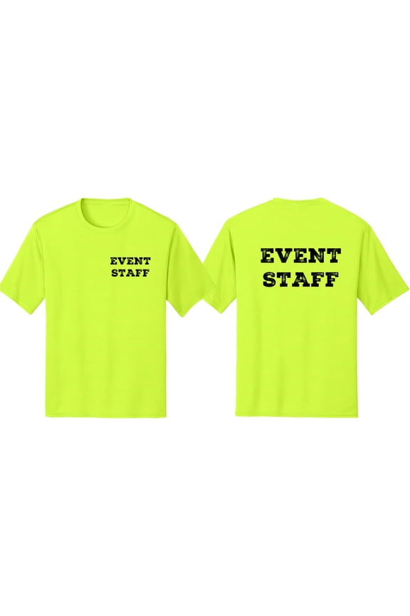 Men's Event Staff Tee NR, Chest & Back, Neon Safety Green, 4XL