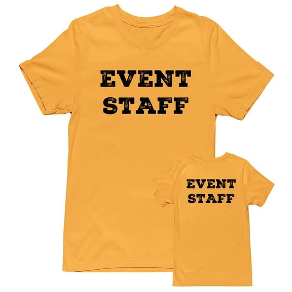 NYC FACTORY Men's Event Staff Tee NR, Front & Back, Gold, L