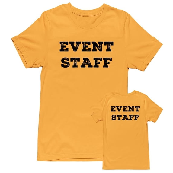 NYC FACTORY Men's Event Staff Tee NR, Front & Back, Gold, S