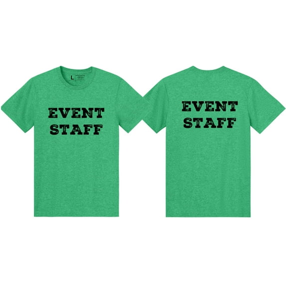 NYC FACTORY Men's Event Staff Tee NR, Front & Back, Heather Green, 5XL
