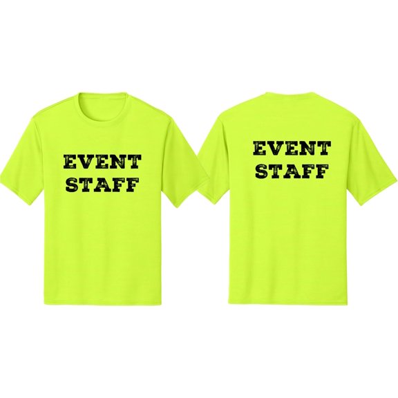 NYC FACTORY Men's Event Staff Tee NR, Front & Back, Neon Safety Green, XL