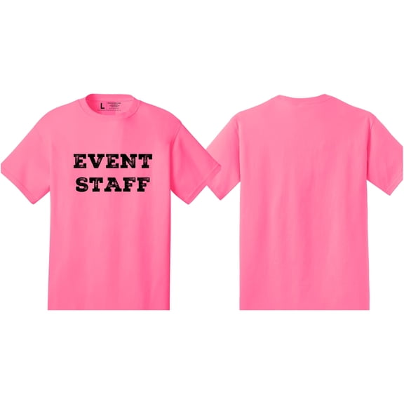 NYC FACTORY Men's Event Staff Tee NR, Front Only, Pink, 5XL