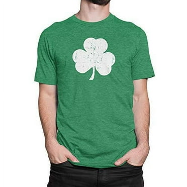 NYC FACTORY Men's Retro Heather Green Distressed Shamrock T-Shirt Small